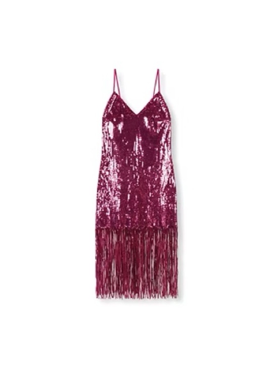 H&M Dresses & Skirts - H&M Hot Pink Sequin Slip Dress with Fringe Detail